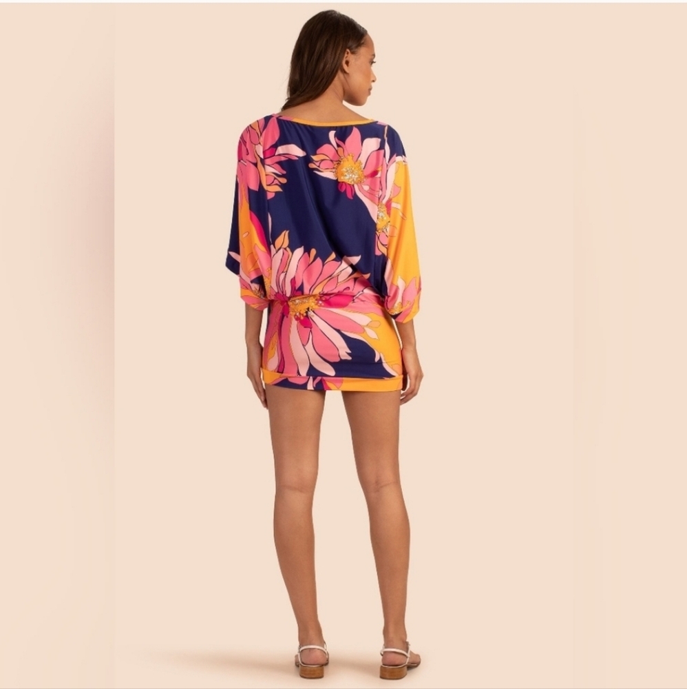 Trina Turk 'Breeze' Draped-Sleeve Tunic Swimsuit Cover-Up, Multicolor NWT - Picture 2 of 16